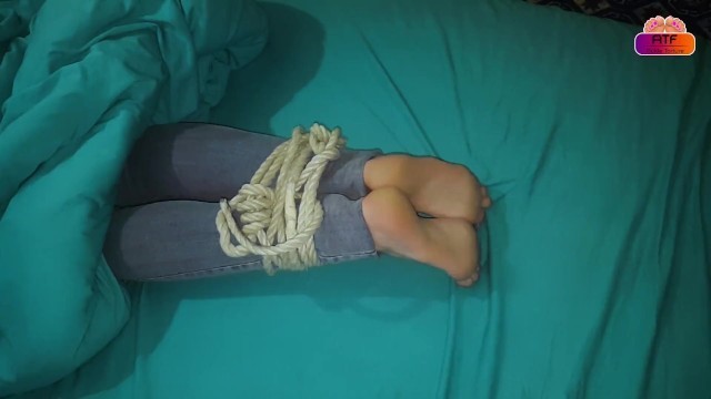 Tickling Wife's Tied Feet in the Bed